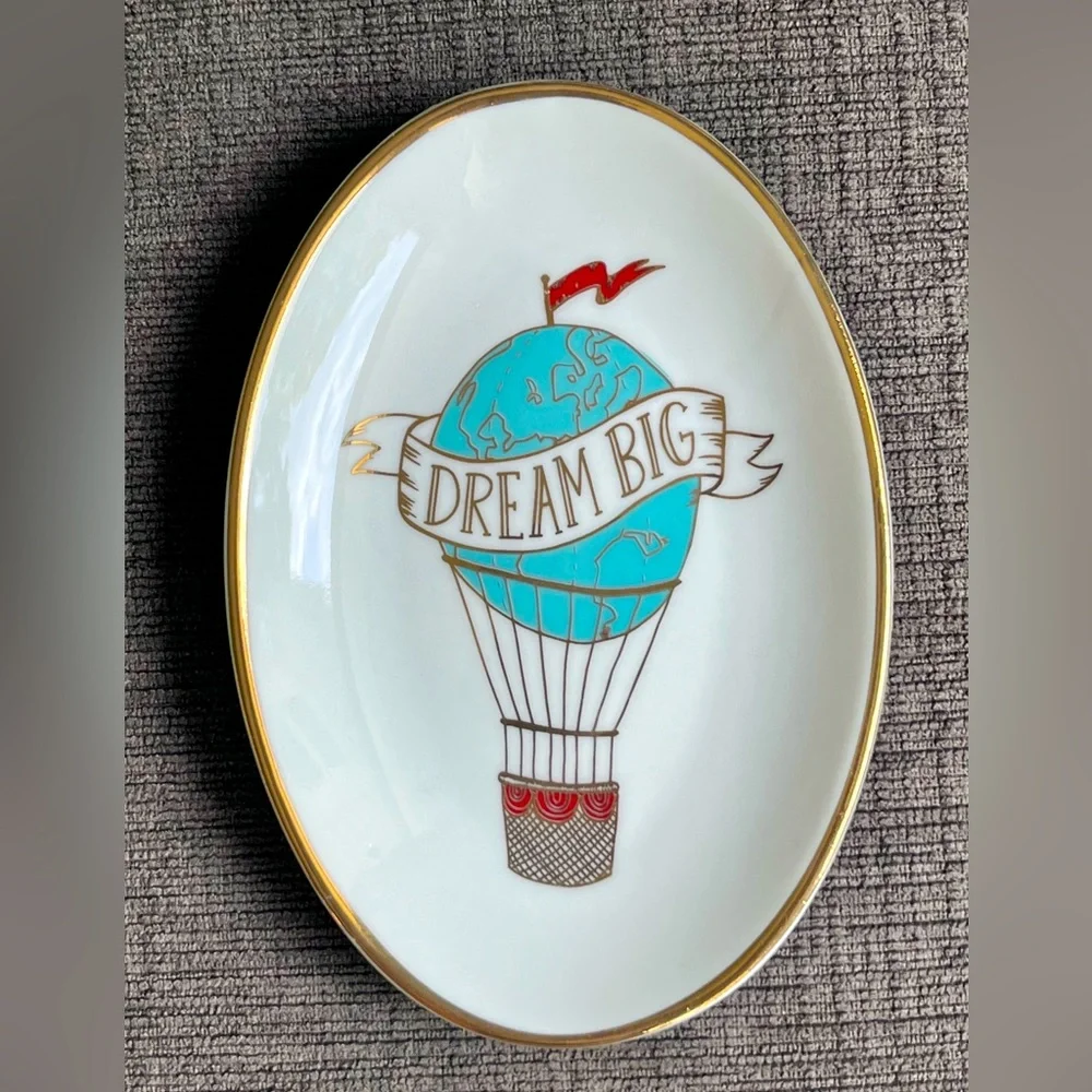 Dream Big Trinket Dish with Gold Trim